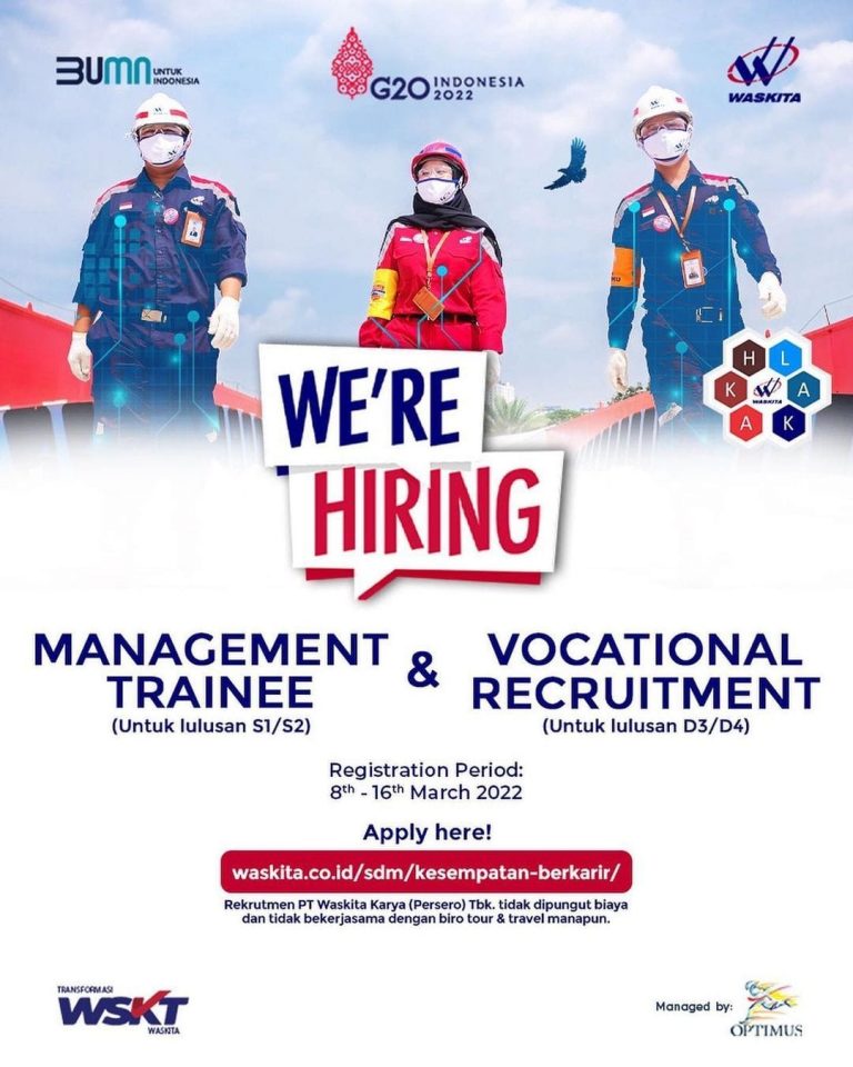 Lowongan PT Waskita Karya (Persero) Management Trainee dan Vocational Recruitment
