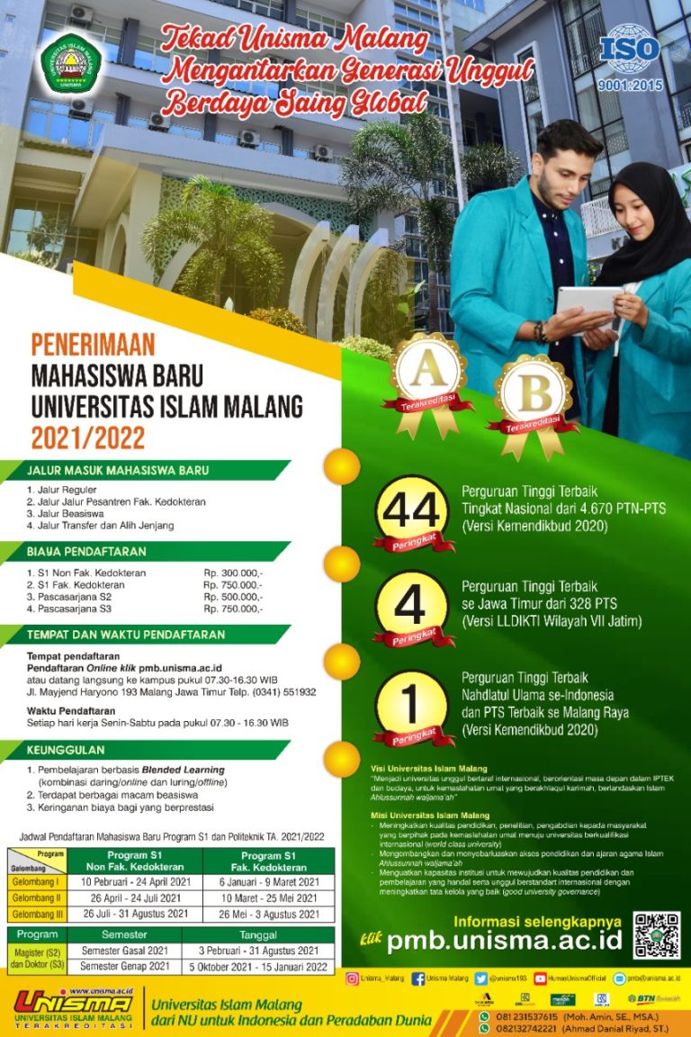 Penerimaan Mahasiswa Baru Universitas Islam Malang 2021/2022