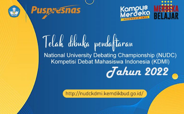 Pendaftaran University Debating Championship (NUDC) dan Kompetisi Debat Mahasiswa Indonesia Tahun 2022